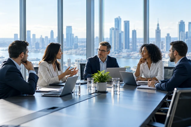Business meeting in a modern conference room
